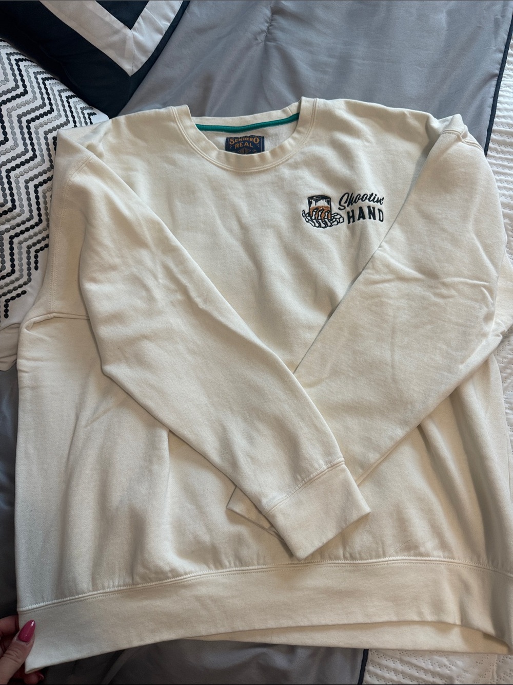 Buckle Cream 'Shootin Hand' Crewneck Sweatshirt
